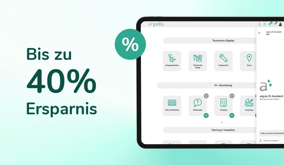 Bis zu 40% Ersparnis! Screenshot der argvis; Maintenance Portal Anwendung.