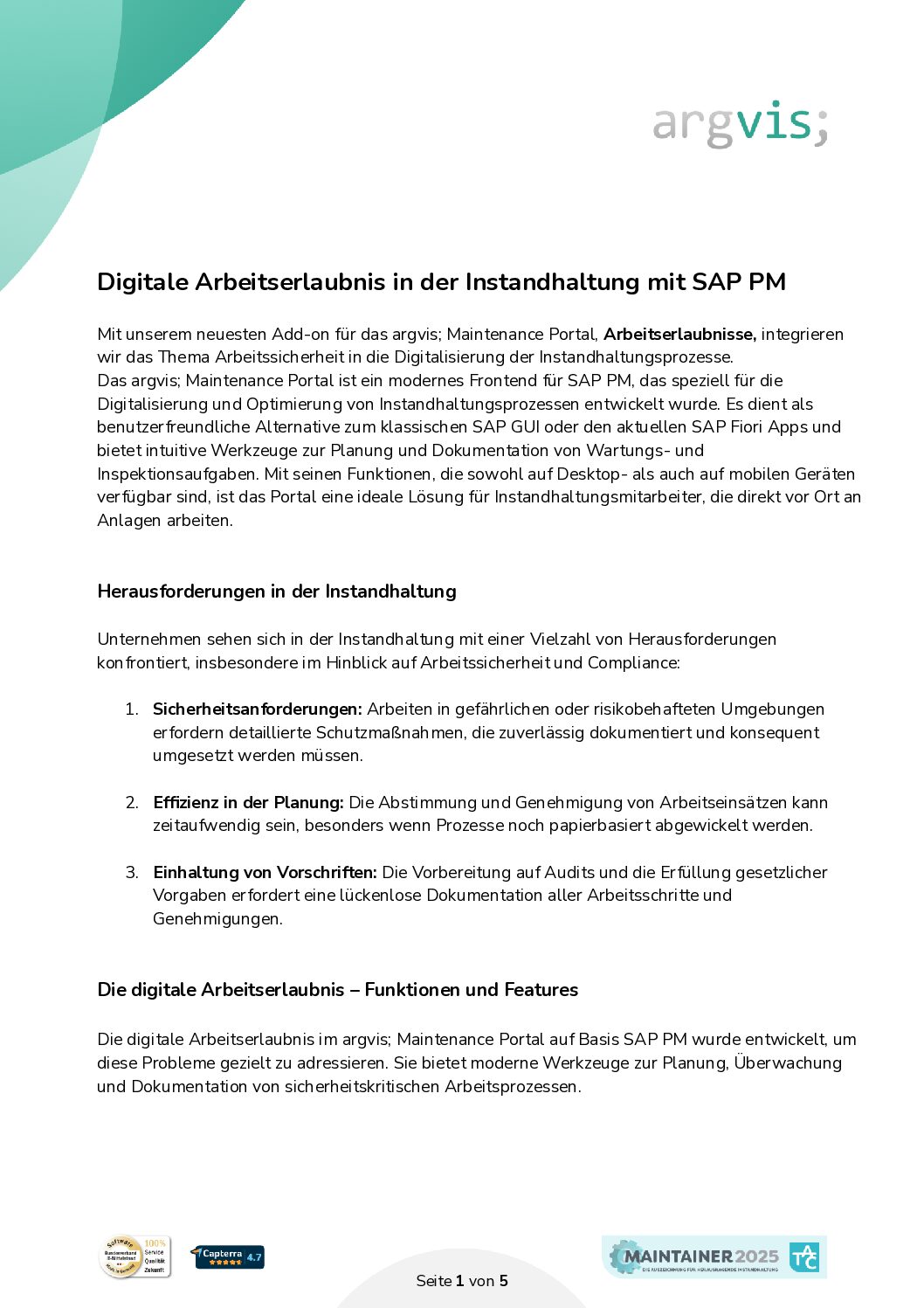 Flyer: Digitale Arbeitserlaubnis in der Instandhaltung mit SAP PM