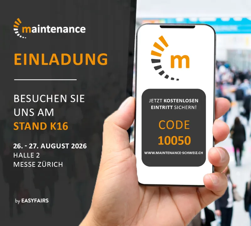 Text zur maintenance Zürich: Einladung: Besuchen Sie uns (argvis;) am Stand K16 : Jetzt kostenlosen Eintritt sichern! Code 10050 : Messe Zürich Halle 3 26.-27. August 2026