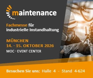 Banner mit Schriftzug maintenance München 14.-15. Oktober 2026: Besuchen Sie argvis; Halle 4 Stand 4-624