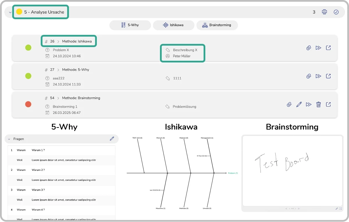 Screenshot App UA Ursachenanalyse Instandhaltung im argvis; Maintenance Portal